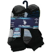 Wholesale - 20pk MEN BLK NC QTR SOCKS U.S. POLO ASSN. ASST COLORS SIZE 6-12 C/P 48, UPC: 662239099196